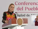 La Presidenta Claudia Sheinbaum durante su conferencia matutina desde Salón Guillermo Prieto en Palacio Nacional.