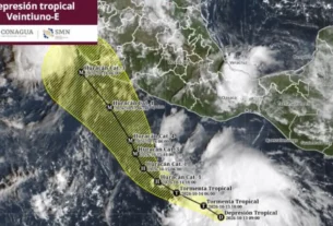 Imagen satelital del avance de la tormenta Trudy