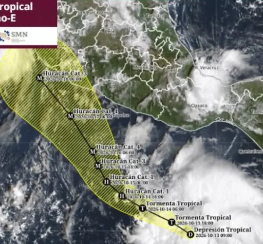 Imagen satelital del avance de la tormenta Trudy