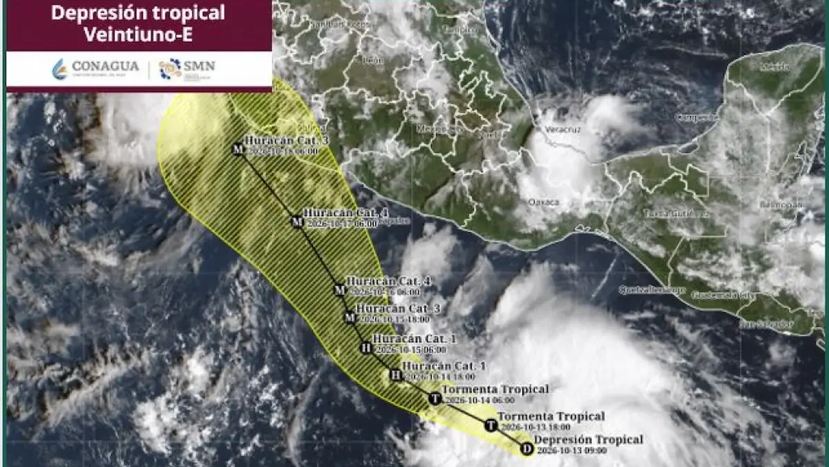 Imagen satelital del avance de la tormenta Trudy